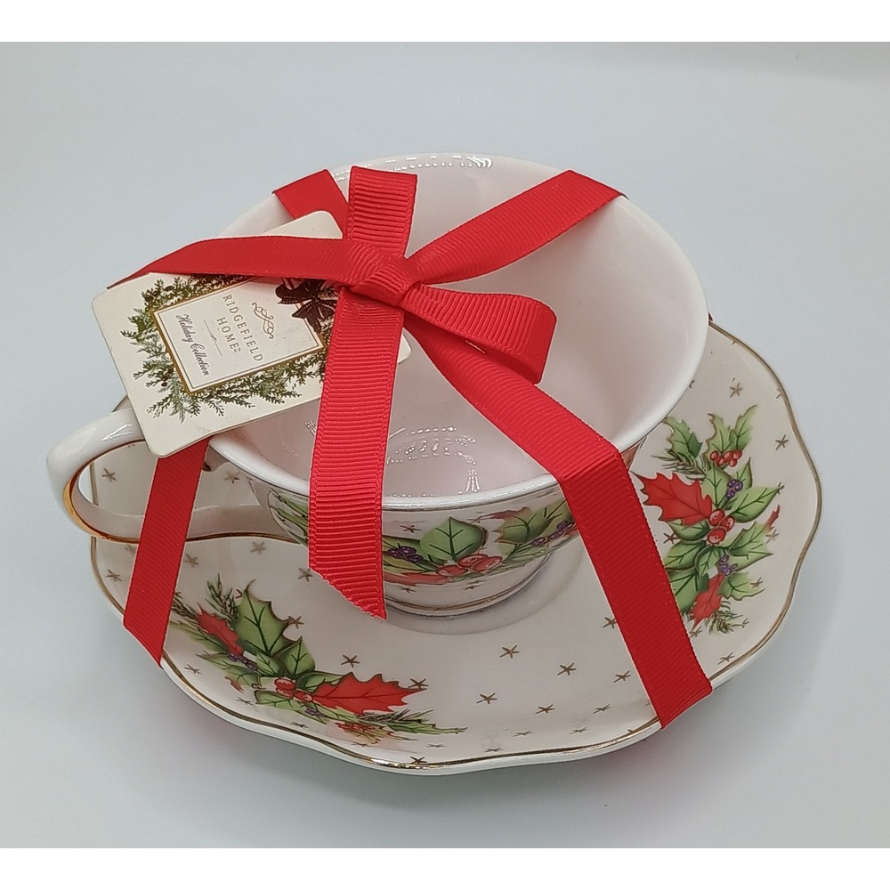 Ridgewood Homes Holiday Collection Grace TEAWARE Porcelain Cup & Saucer New